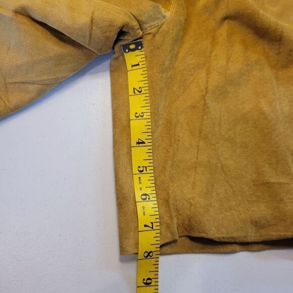 Suede Trouser Shorts Pleated Paperbag Culottes Leather Vintage Golden Tan - Picture 13 of 15